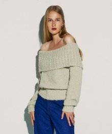 OFF SHOULDER KNIT TOP [BEIGE]