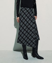 ASYMMETRIC WRAP SKIRT [GREY]