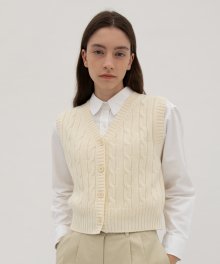 Button-Up Wool Knit Vest - Ivory