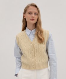 Button-Up Wool Knit Vest - Vanila