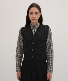 Button-Up Wool Knit Vest - Charcoal