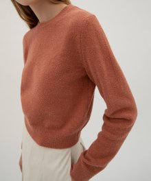 Boucle Round Crop Knit - Brick Orange