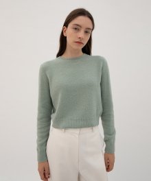 Boucle Round Crop Knit - Mint grey