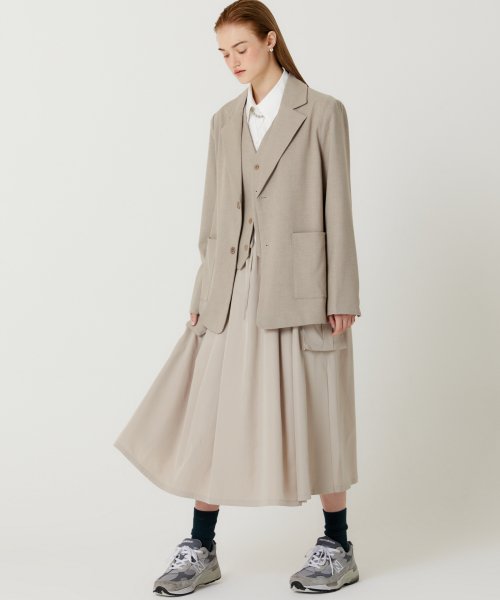 Шерстяной жакет с жилетом (Beige)