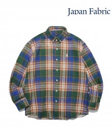 (LIMITED JAPAN FABRIC) COTTON FLANNEL CHECK SHIRT BLUE