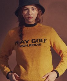 [판매종료] Play Golf Sweater 레터링 골프 스웨터 MUSTARD