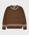 Fair Isle Heavy Sweater - Melange Brown