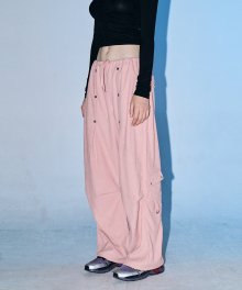 Pin tuck star studs wide Pants [Baby Pink]
