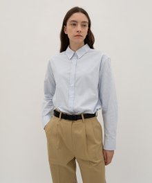 Striped Oxford Logo Shirt - Sky blue Stripe