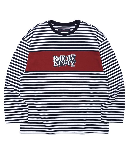 MUSINSA | ROMANTIC CROWN [9090 X RMTC]STRIPE LONG TEE_NAVY