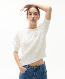 LK CABLE HALF SLEEVE KNIT(IVORY)