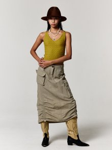 CARGO SHIRRING SKIRT BEIGE