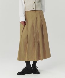 Pleated Long Skirt - Camel