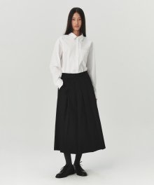 Pleated Long Skirt - Black