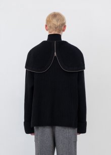 Pure saxon wool hooded jacket_Black