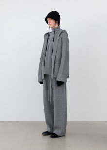 Pure saxon wool hooded jacket_Heather Grey