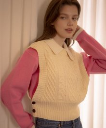 KN4204 Cape knit vest_Cream