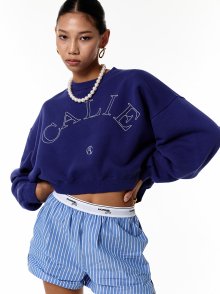 CALIE STITCH CROP SWEATSHIRTS PURPLE