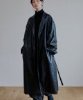 unisex trench leather coat black