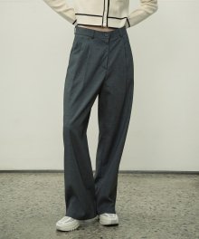 SIPT7052 muse two tuck wide slacks_Charcoal