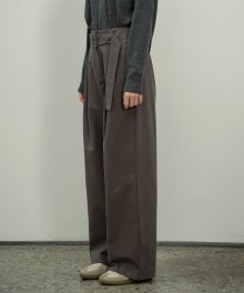 SIPT7054 wide volume chino pants_Charcoal