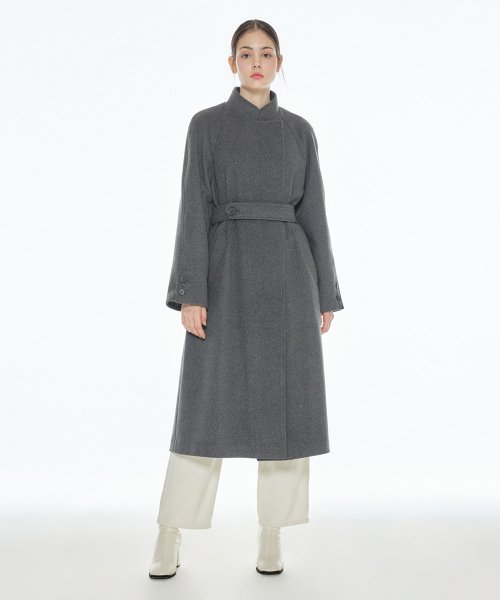 [22FW] BELTED BASIC COAT - Серый
