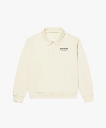 LETTERING JERSEY COLLAR ZIP-UP-IVORY