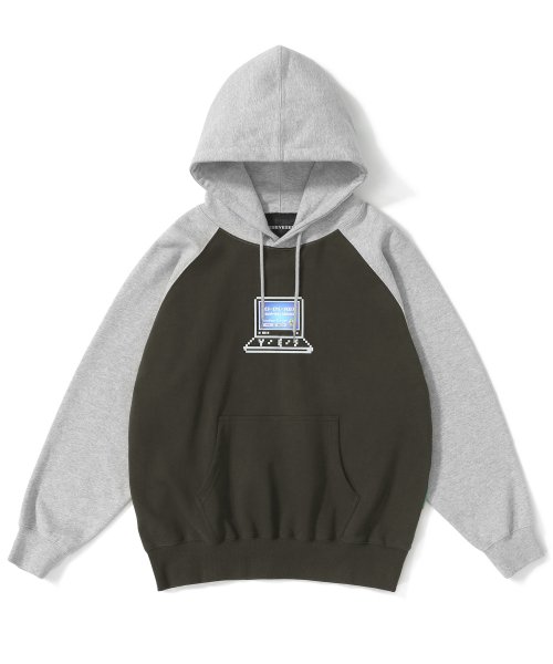 ★22-23FW新作★YESEYESEE★Pixel Raglan Hoodie 예스아이씨(YESEYESEE) Pixel Raglan Hoodie Grey - 사이즈
