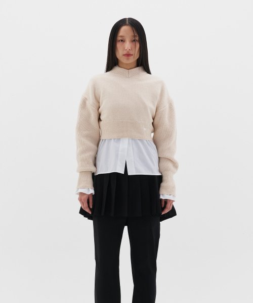 MUSINSA | LOW CLASSIC BACK POINT CROP KNIT - IVORY