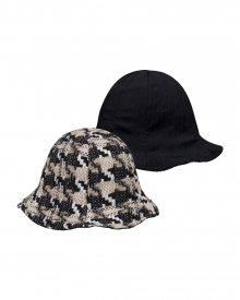 REVERSIBLE TWEED TULIP HAT BLACK