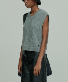 LAMBSWOOL BLEND KNITTED VEST GRAY