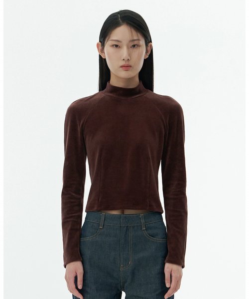 AMOMENTO☆VELOUR MOCK NECK LONG SLEEVE 아모멘토(AMOMENTO) VELOUR MOCK NECK LONG SLEEVE (3COLORS