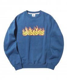 불꽃 스마일 스웨트 셔츠 블루