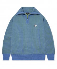 FLORY KNIT HALF ZIP-UP BLUE