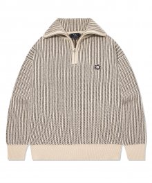 FLORY KNIT HALF ZIP-UP BEIGE