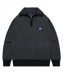 FLORY KNIT HALF ZIP-UP BLACK