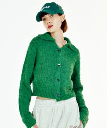 OVER COLLAED CARDIGAN GREEN