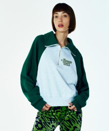 LOGO RAGLAN CROP HALF ZIP GREEN (AM2CFFM405A)