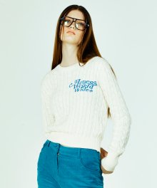 SIGNATURE LOGO CABLE SWEATER IVORY