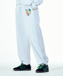 RAINBOW HEART SWEATPANTS LIGHT GREY (AM2CFUPA01A)