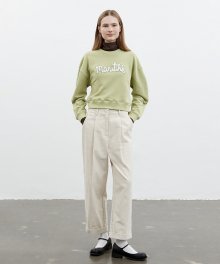 W PINTUCK CORDUROY PANTS cream