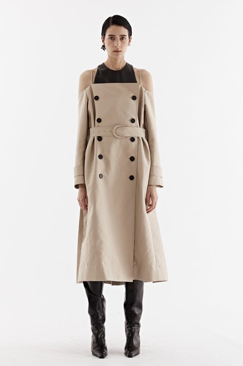 Off shoulder 2024 trench coat dress