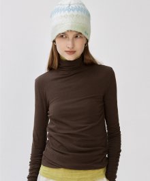 W CIRCLE LOGO TURTLE NECK LONG SLEEVE dark brown