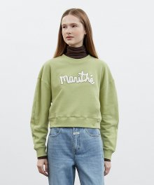 W FUZZY LOGO CROP SWEATSHIRT light olive