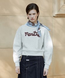 W FUZZY LOGO CROP SWEATSHIRT oatmeal