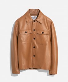 LEATHER CPO JACKET (BROWN)
