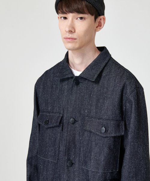 Джинсовка regular fit из сырого денима неп