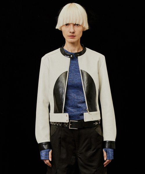 데비어퍼(DEBBY UPPER) KIANA FAUX LEATHER BIKER JACKET_BLACK/IVORY 