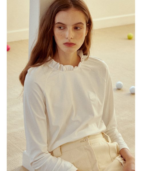 MUSINSA | EDITMENT Woman Frill Hit It Up Inner Long Sleeve Shirt Ivory