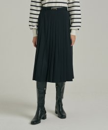 Wool Pleated Skirt_NAVY